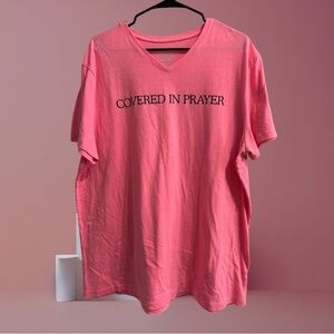 urban pipeline Pink "Covered in Prayer" Inspirational V-Neck T-Shirt size 2X